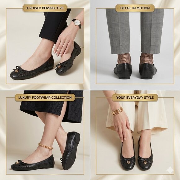 Michael Kors Shoes - Michael Kors Fulton Liana Black Perforated Leather Flats Gold MK Logo Size 6